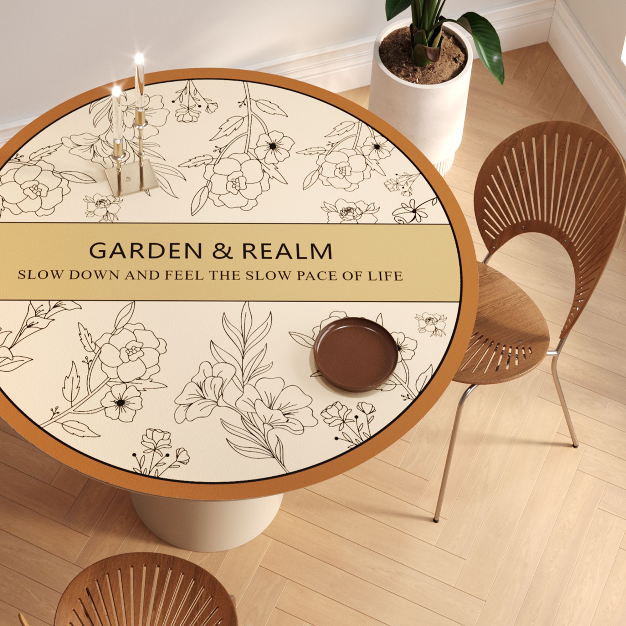 圆桌桌垫免洗防油防水防烫皮革圆形茶几桌垫轻奢高级感防滑餐桌垫