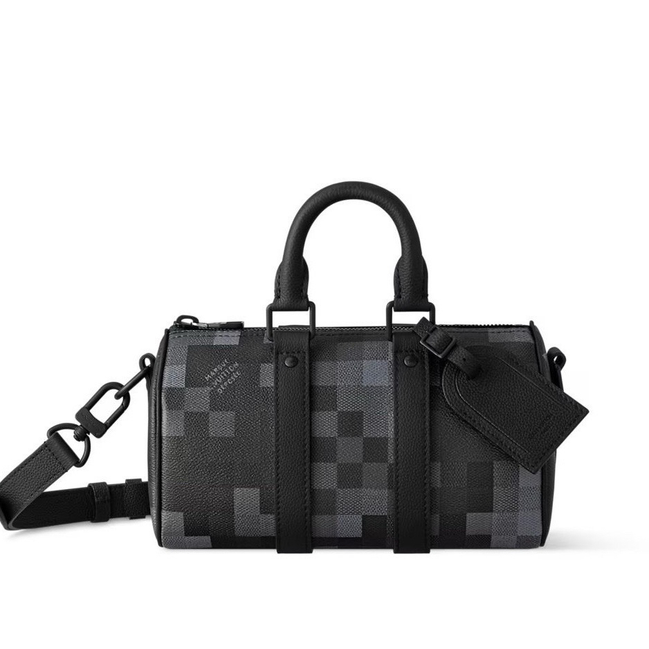 未使用 LouisVuitton/路易威登 Keepall 25 棋盘格斜挎包G178