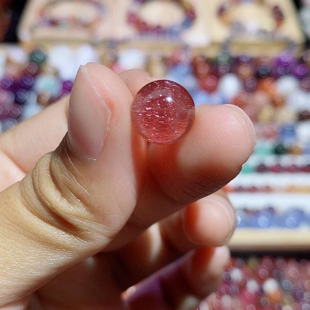 珠宝半成品水晶未镶嵌红超七单珠10.5