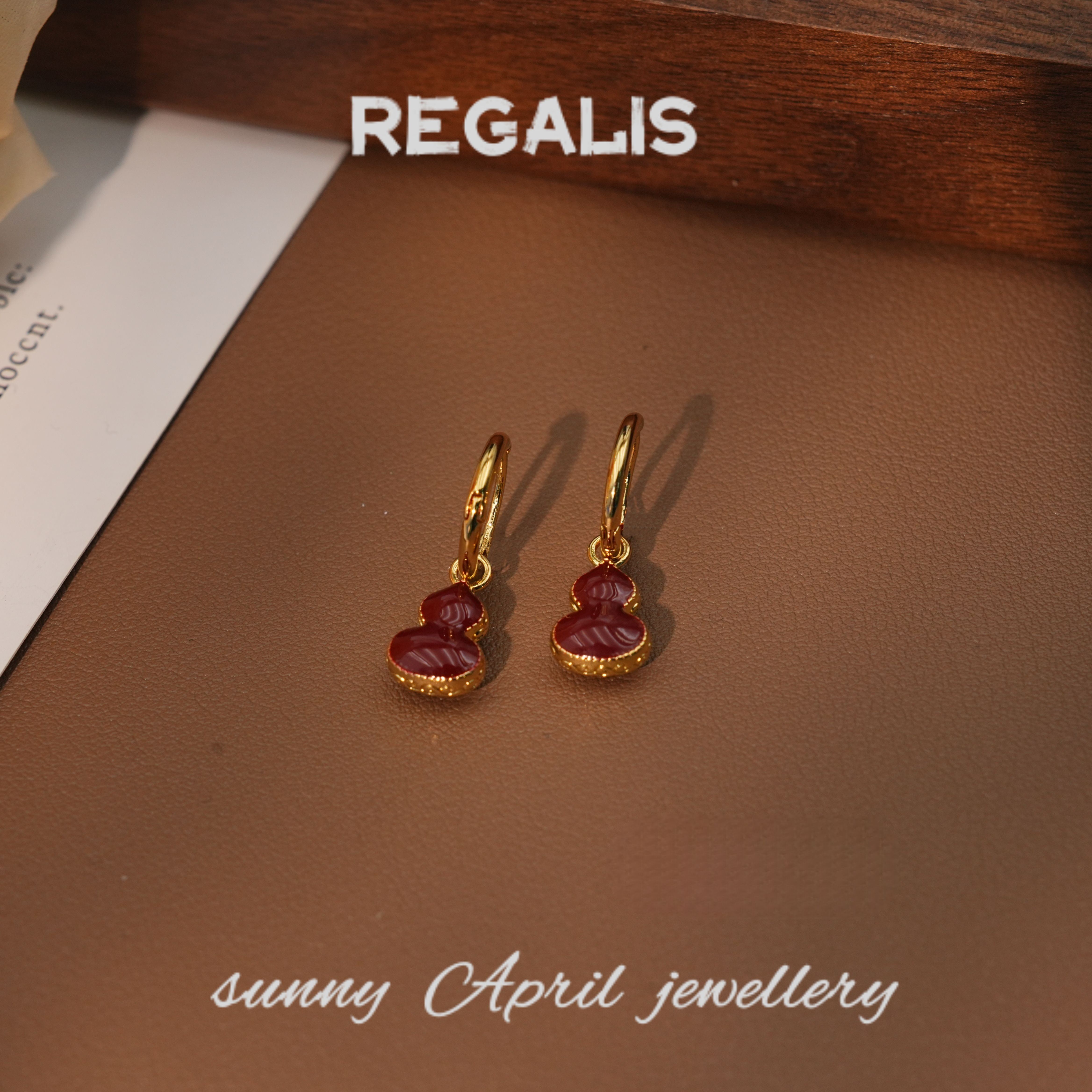 铜合金耳饰 宫廷民族风甜美女耳环素款耳扣银葫芦气质简约E5938