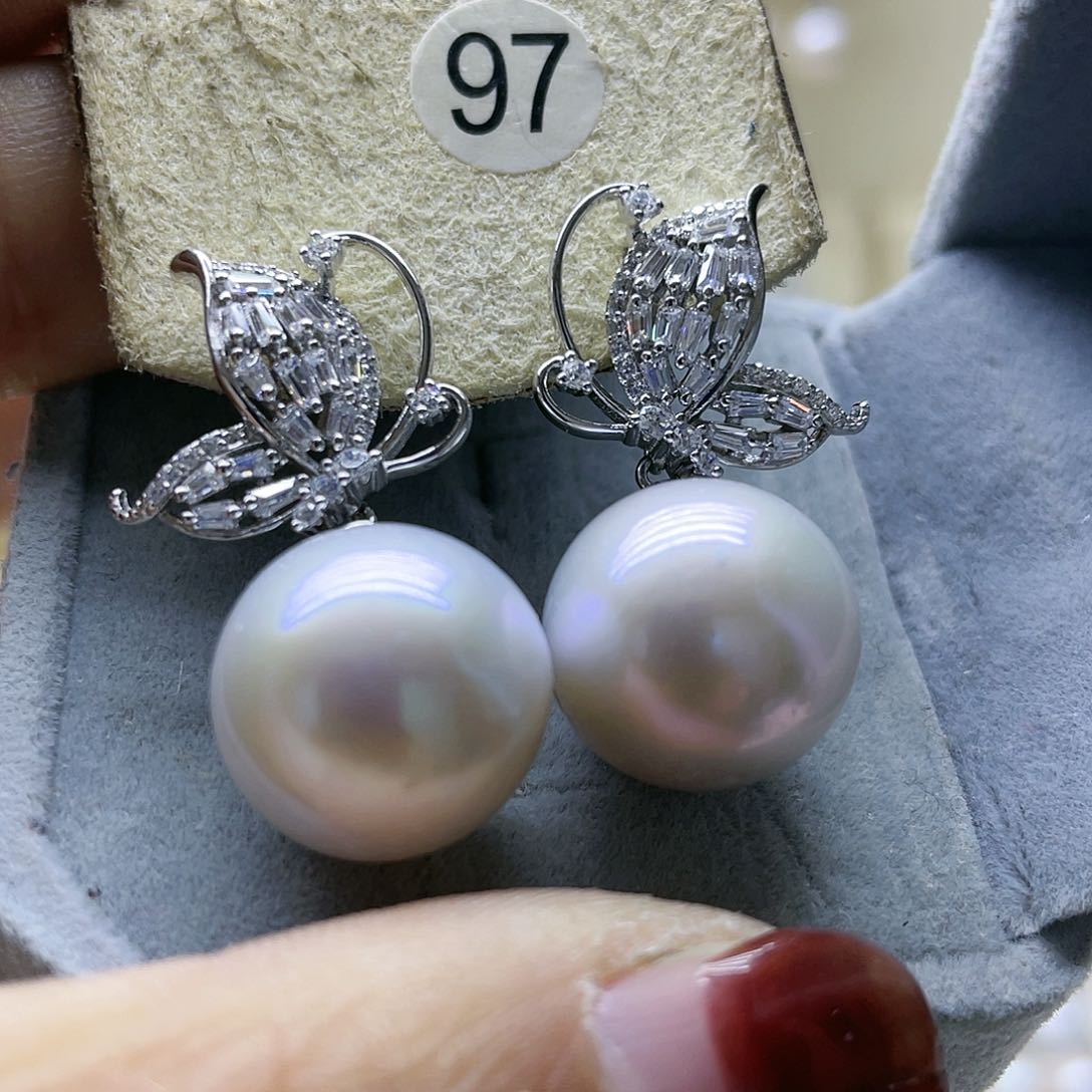 淡水珍珠耳饰银S925镶嵌