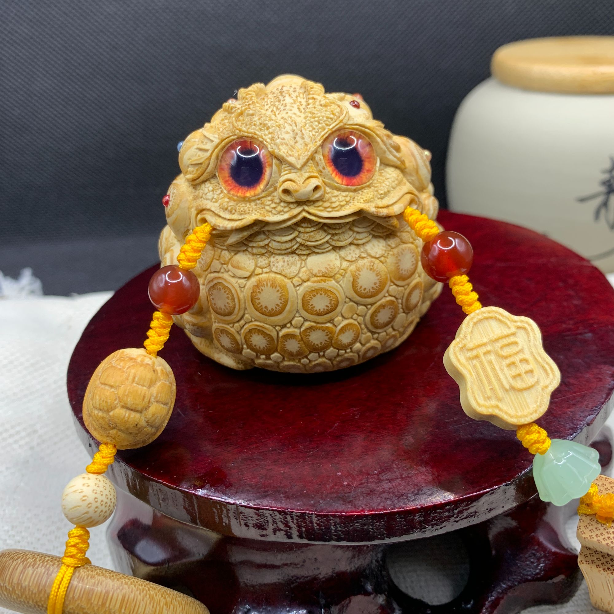 竹根雕精工珠光宝气小龙蟾（青云老师作品）