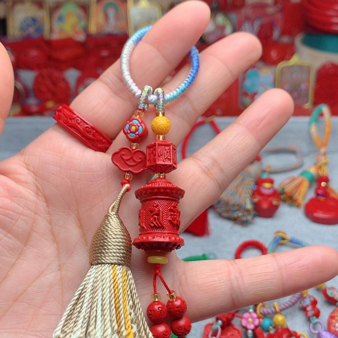 天然辰砂工艺品朱砂钥匙扣包包挂