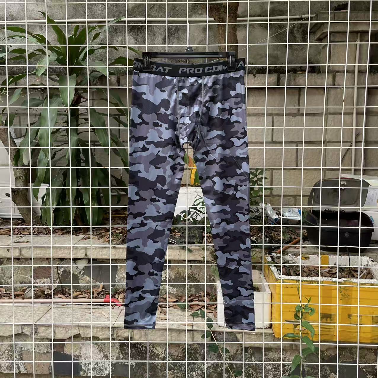 清库尾单四季薄男士迷彩户外运动跑步健身篮球速干透气紧身九分裤