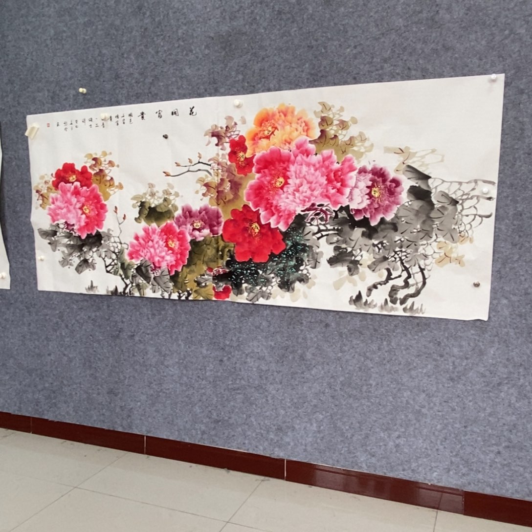 国画八尺牡丹图作品