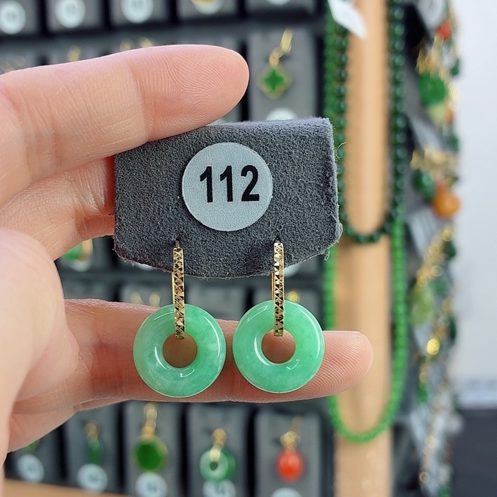 翡翠18K金镶嵌耳饰