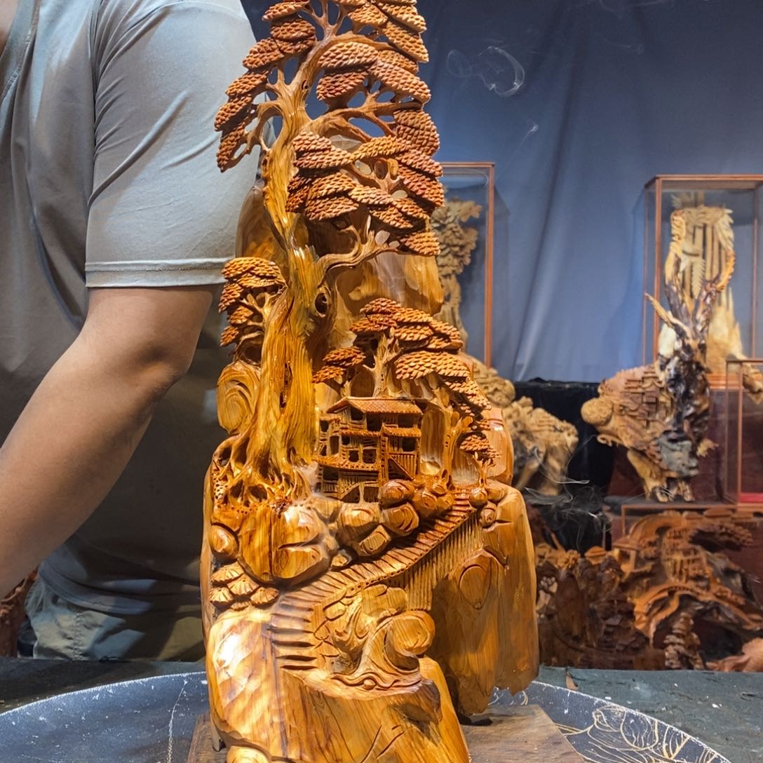 柏木（崖柏）崖柏精工意境山水