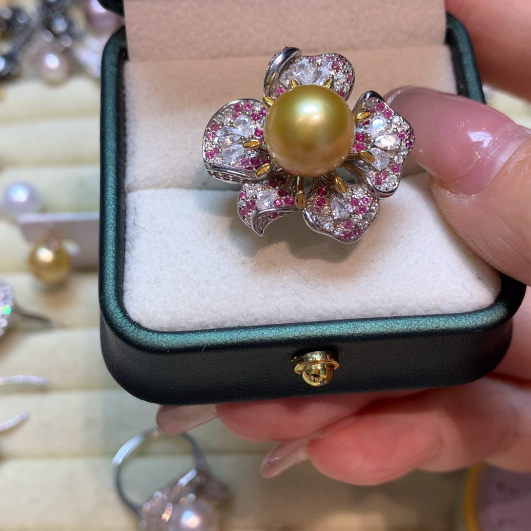 海水珍珠戒指银S925镶嵌