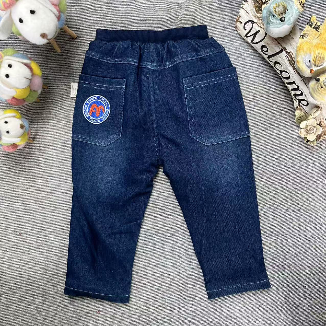 爱麻麻9131859男童秋冬宽版牛仔裤宽版时尚百搭舒适休闲二层保暖