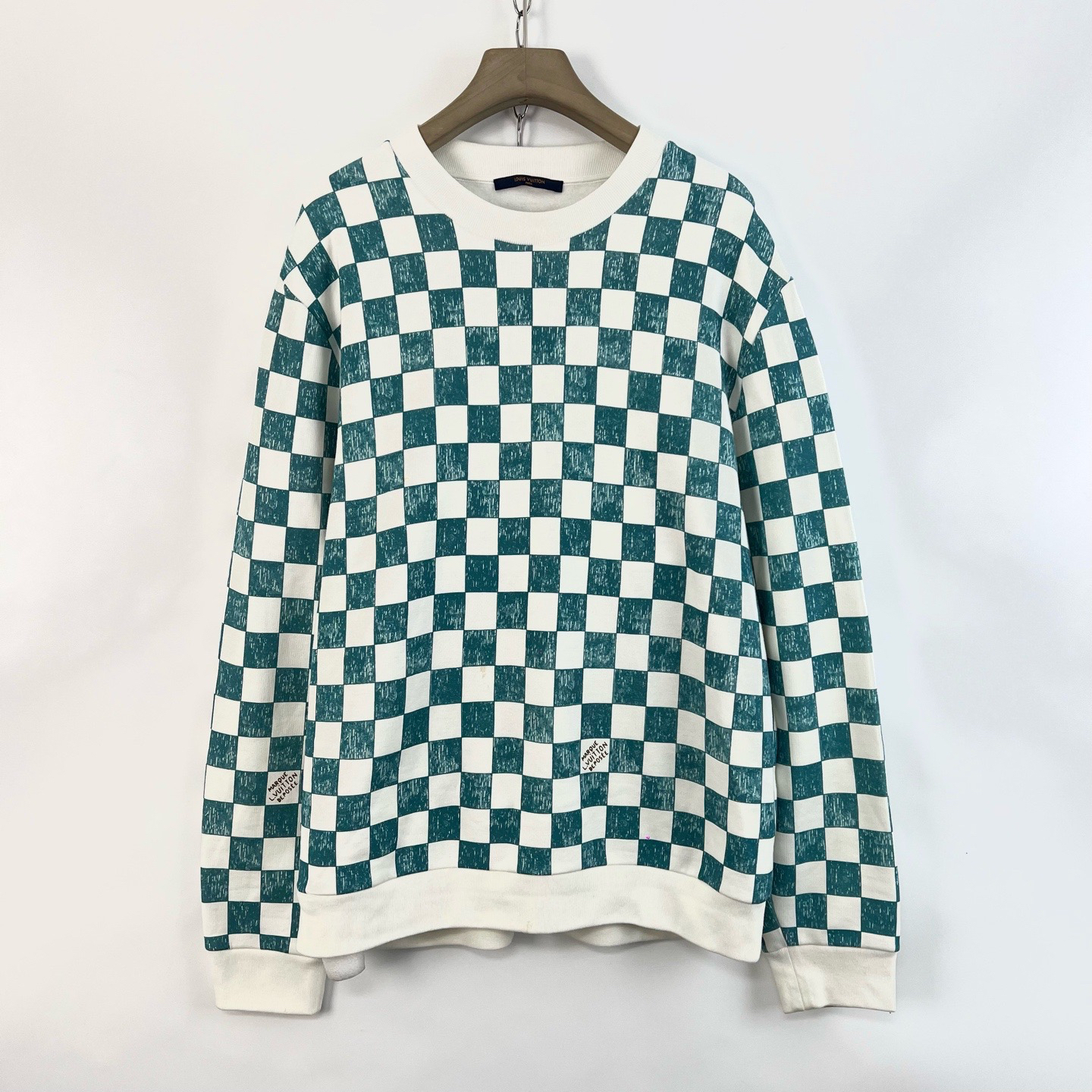 95新 LouisVuitton/路易威登 97新/棋盘格卫衣/XXL码/污渍/09280