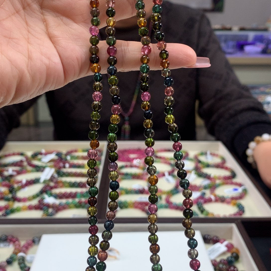 碧玺手链未镶嵌多样性发其一条5毫米左右