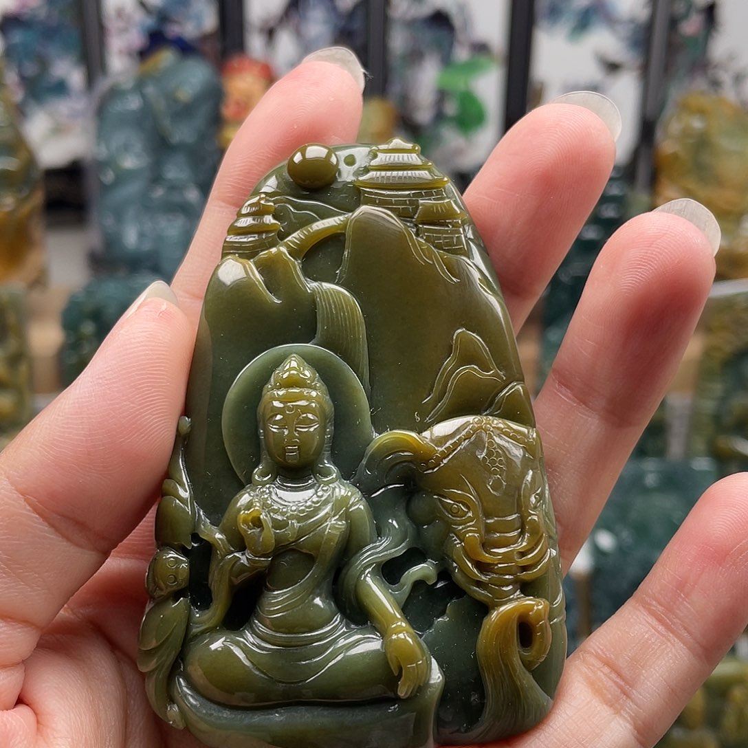 颈饰未镶嵌翡翠天然翡翠a货普贤