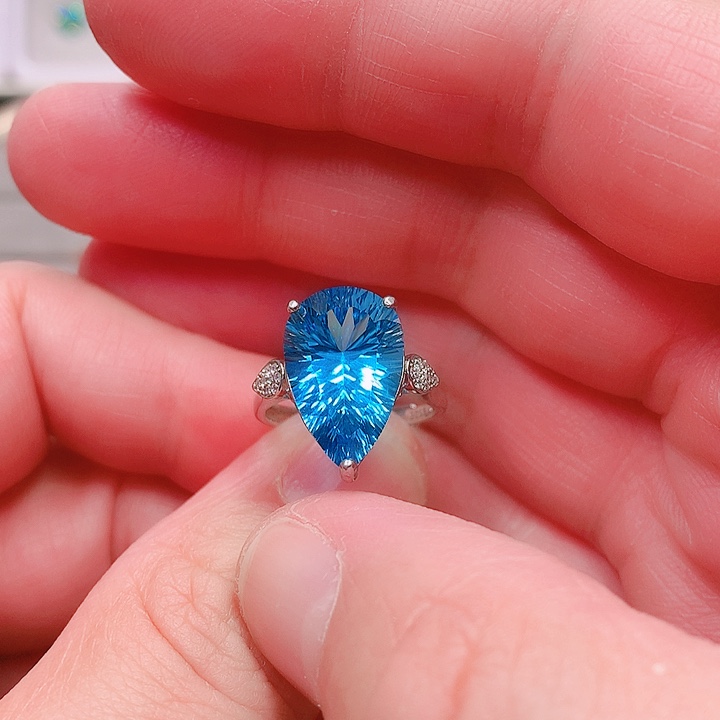 托帕石戒指银S925镶嵌