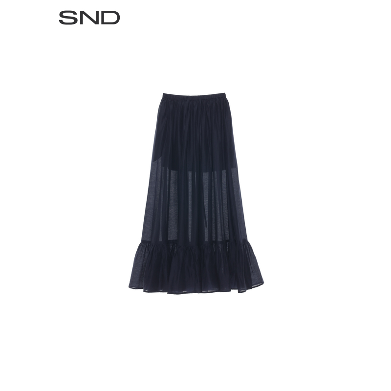 【CIMBREYOO 设计师品牌】SND SS25 荷叶边下摆抽绳半身长裙女款