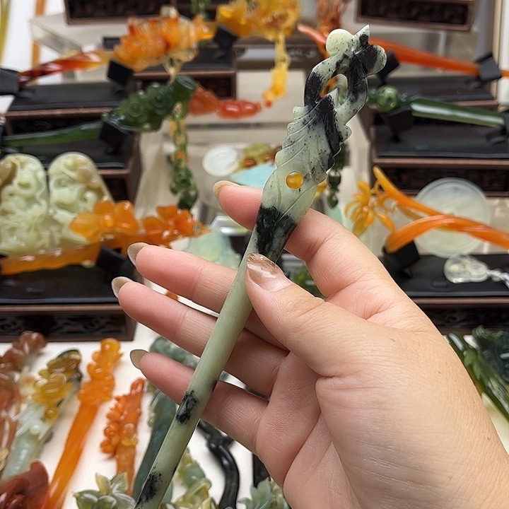 蛇纹石玉岫玉发簪未镶嵌