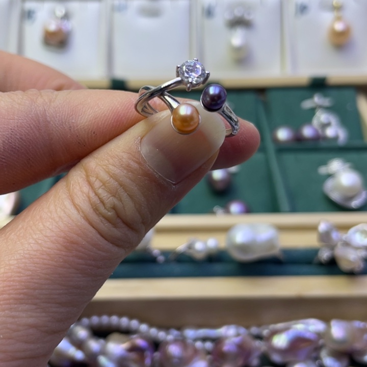 淡水珍珠戒指银S925镶嵌
