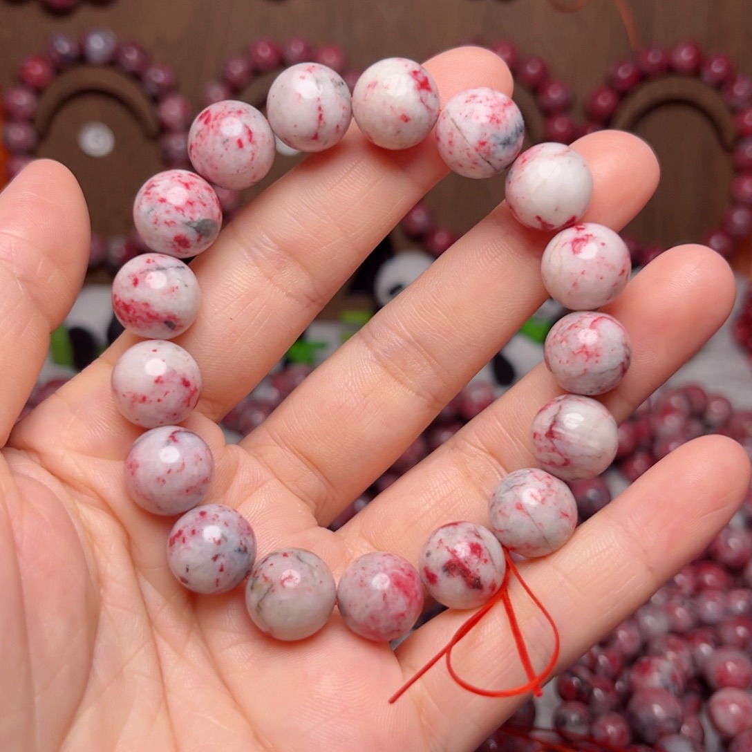 天然辰砂原石手串卡12