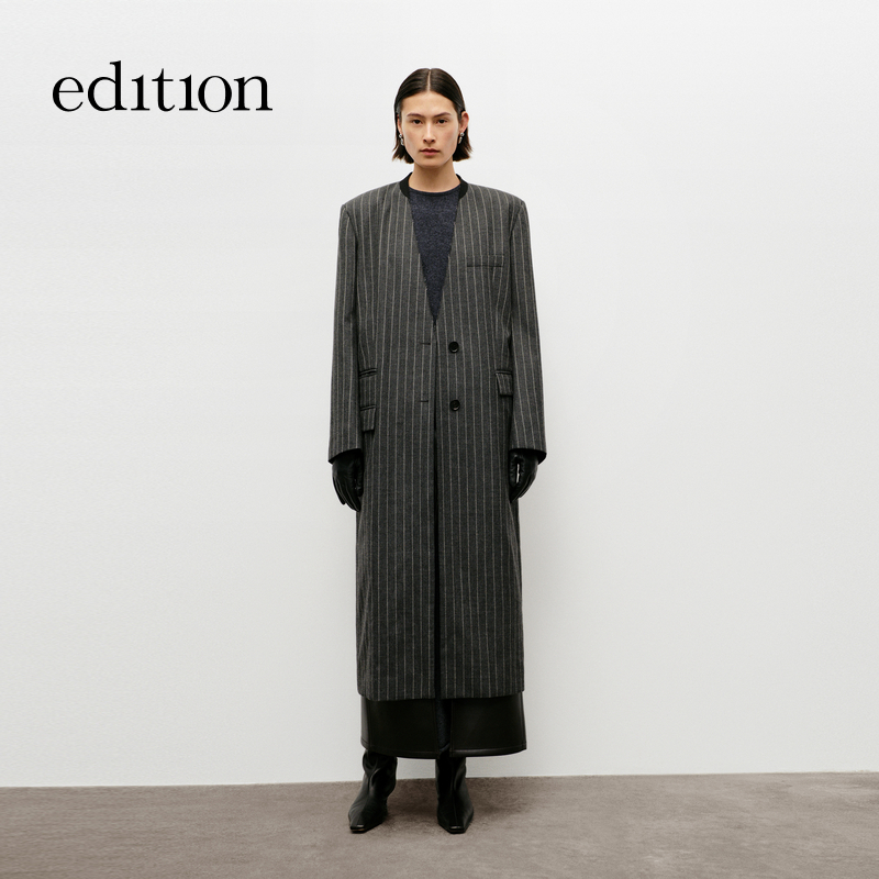 【赵老板专属】edition复古条纹长款西装大衣#EBD3COT001