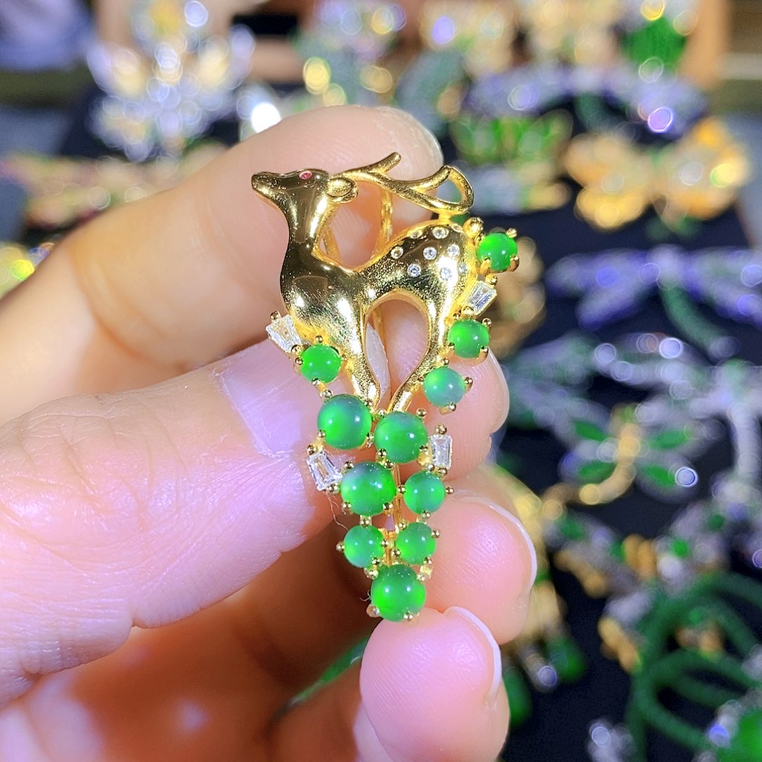 吊坠(不含链)银S925镶嵌翡翠