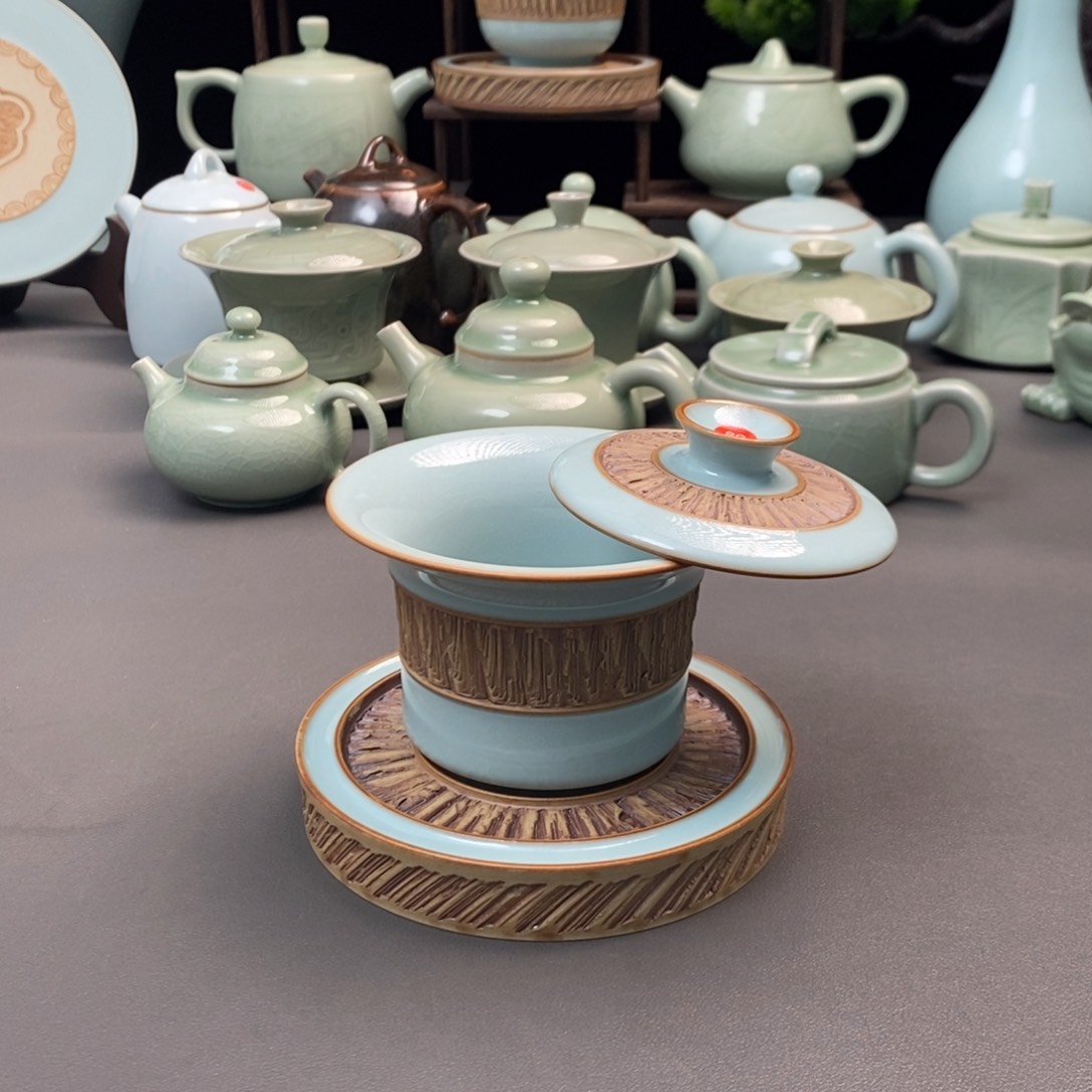 杯全手工支钉烧重工盖碗微微瑕