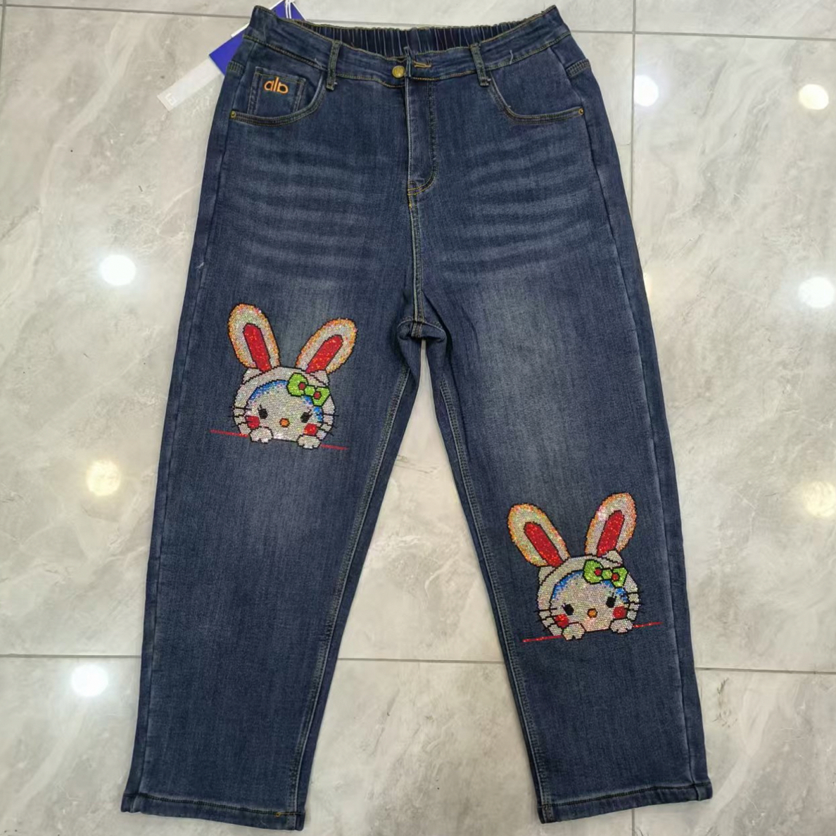 180-220斤 潮牌高弹重工加绒牛仔裤