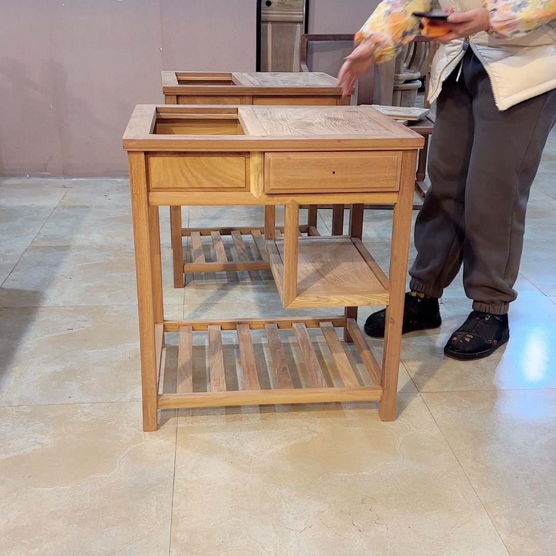 花梨木类家具国标红木刺猬紫檀茶水车一对