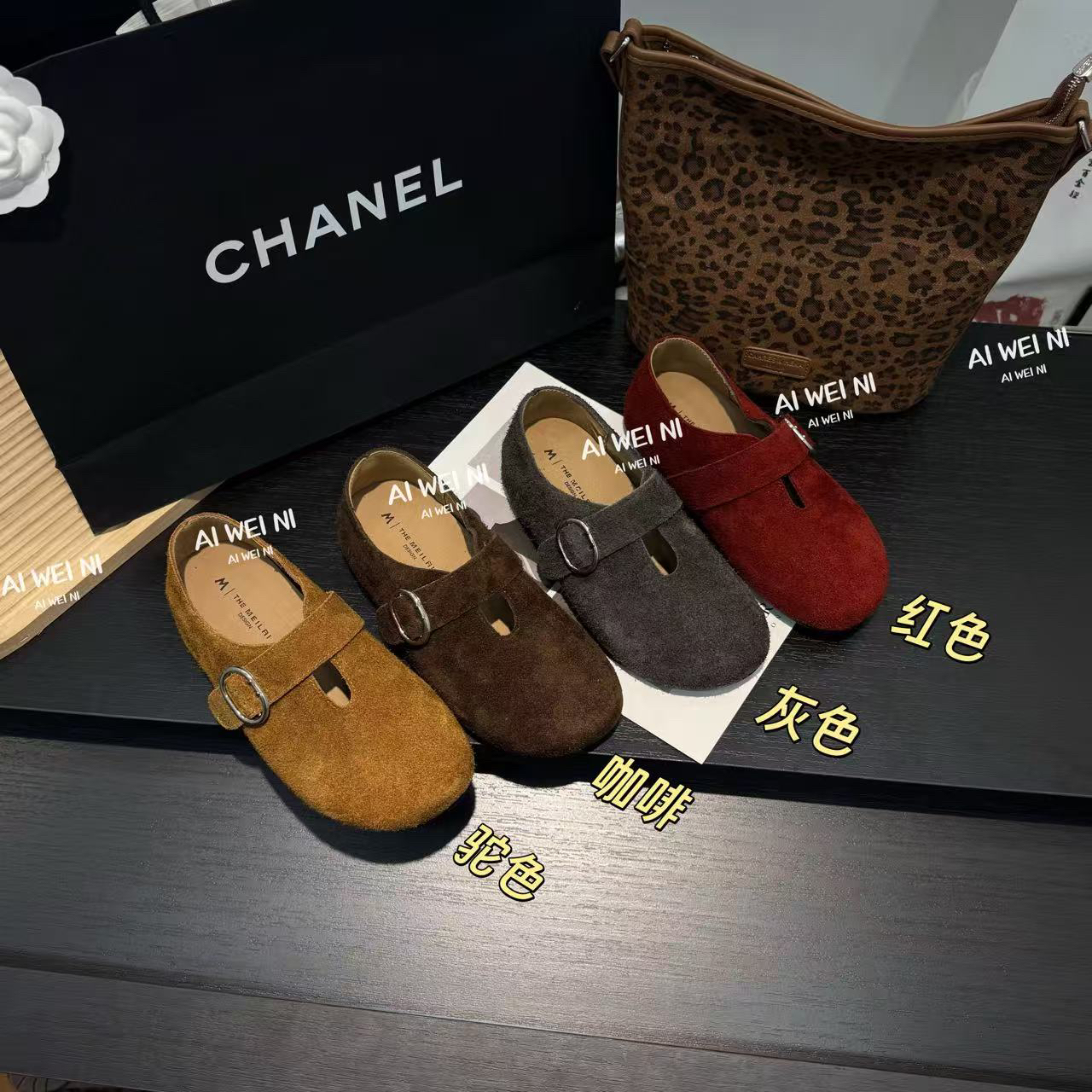 LAIMINI 玛丽珍豆豆鞋厚底软底磨砂真皮复古勃肯鞋圆头丑萌法式