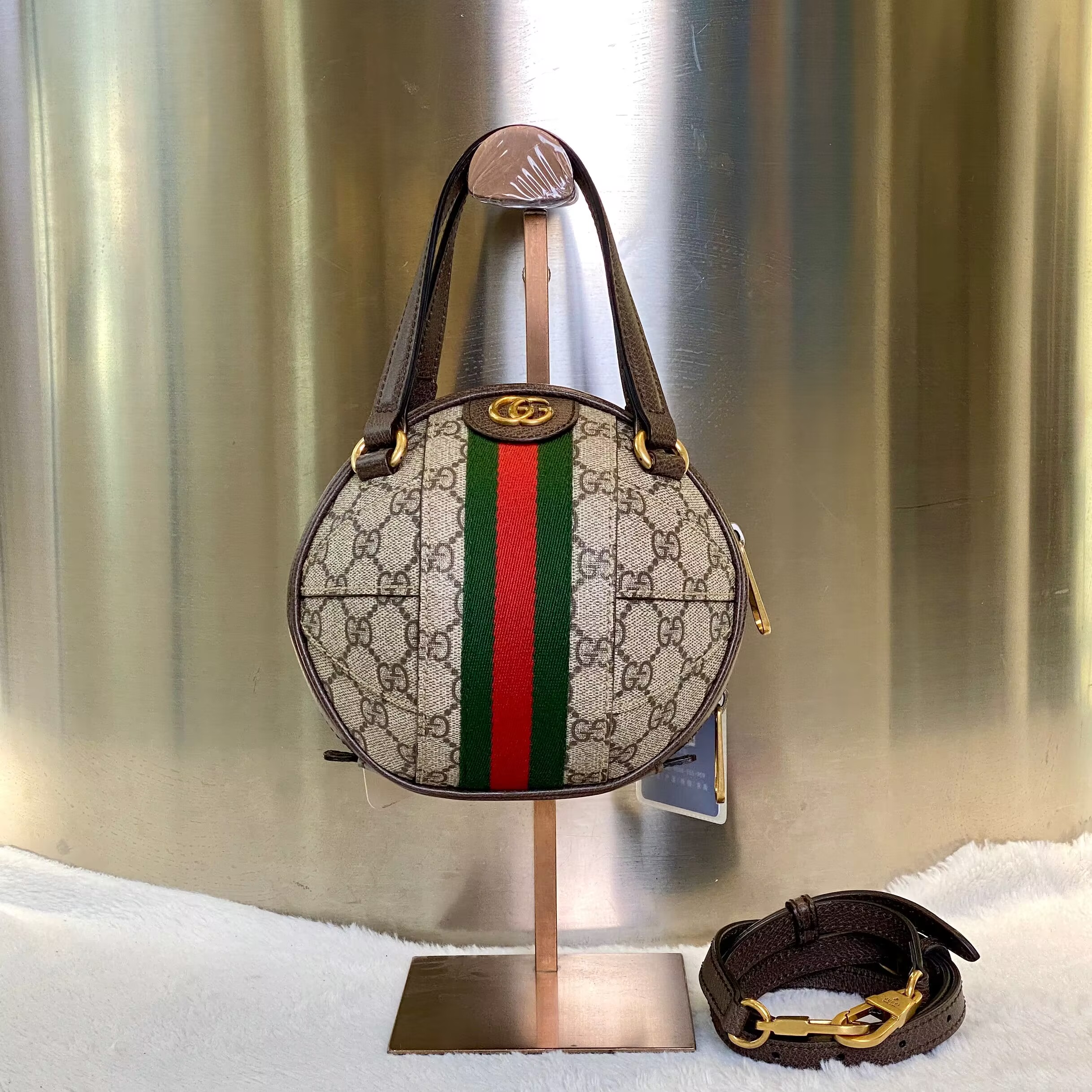 99新 GUCCI/古驰 98新古有GUCCI圆球手提斜挎手提包8852