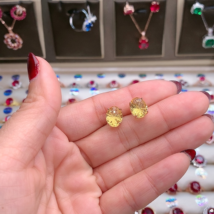 水晶耳饰银S925镶嵌8.10高温优化合成处理