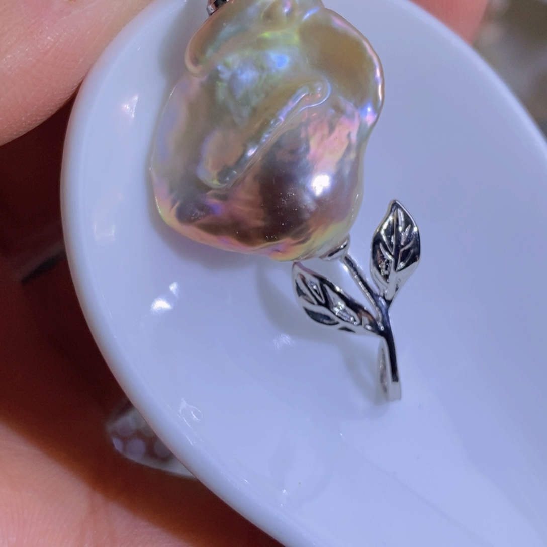 银S925镶嵌天然淡水珍珠淡水珍珠