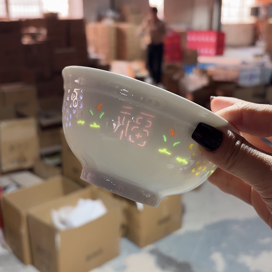 景德镇5英寸米饭碗七彩两个微瑕福