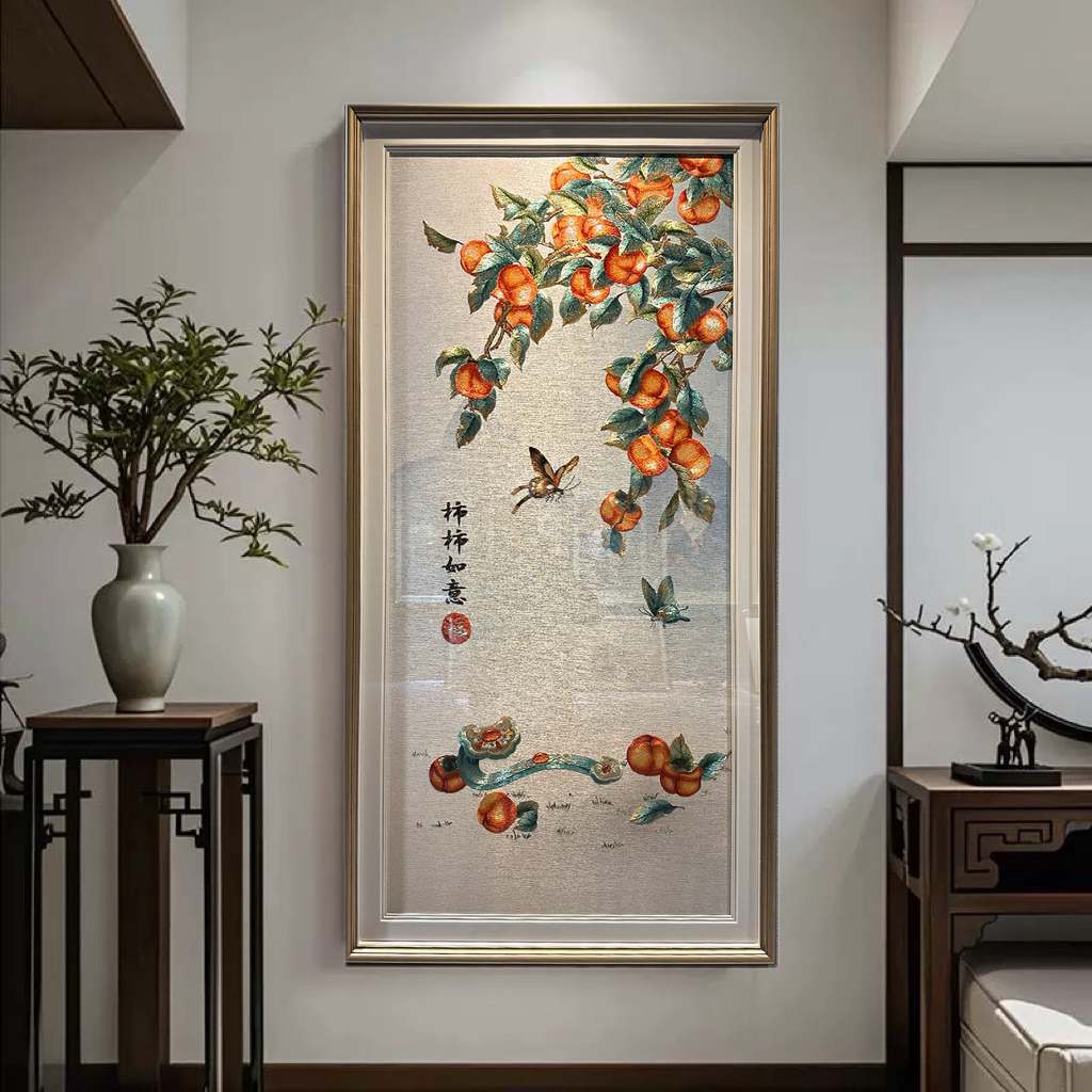【新款事事如意】织锦绣成品新中式轻奢玄关装饰画进门苏州刺绣壁画