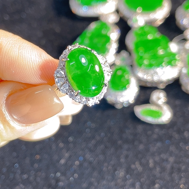 翡翠银S925镶嵌戒指翡翠