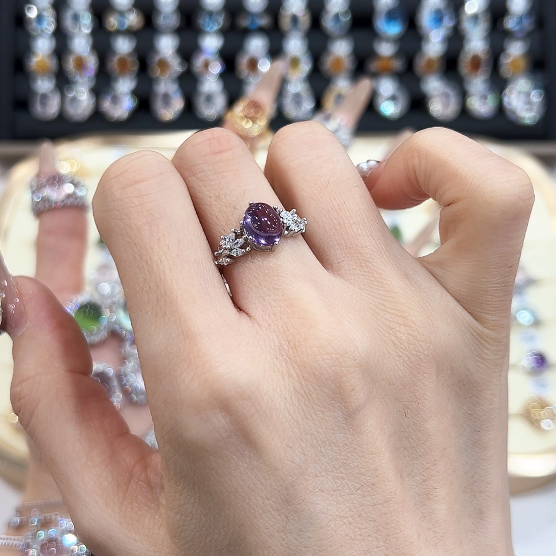 水晶金色拖不保色介意慎拍银托不掉色银S925镶嵌花托