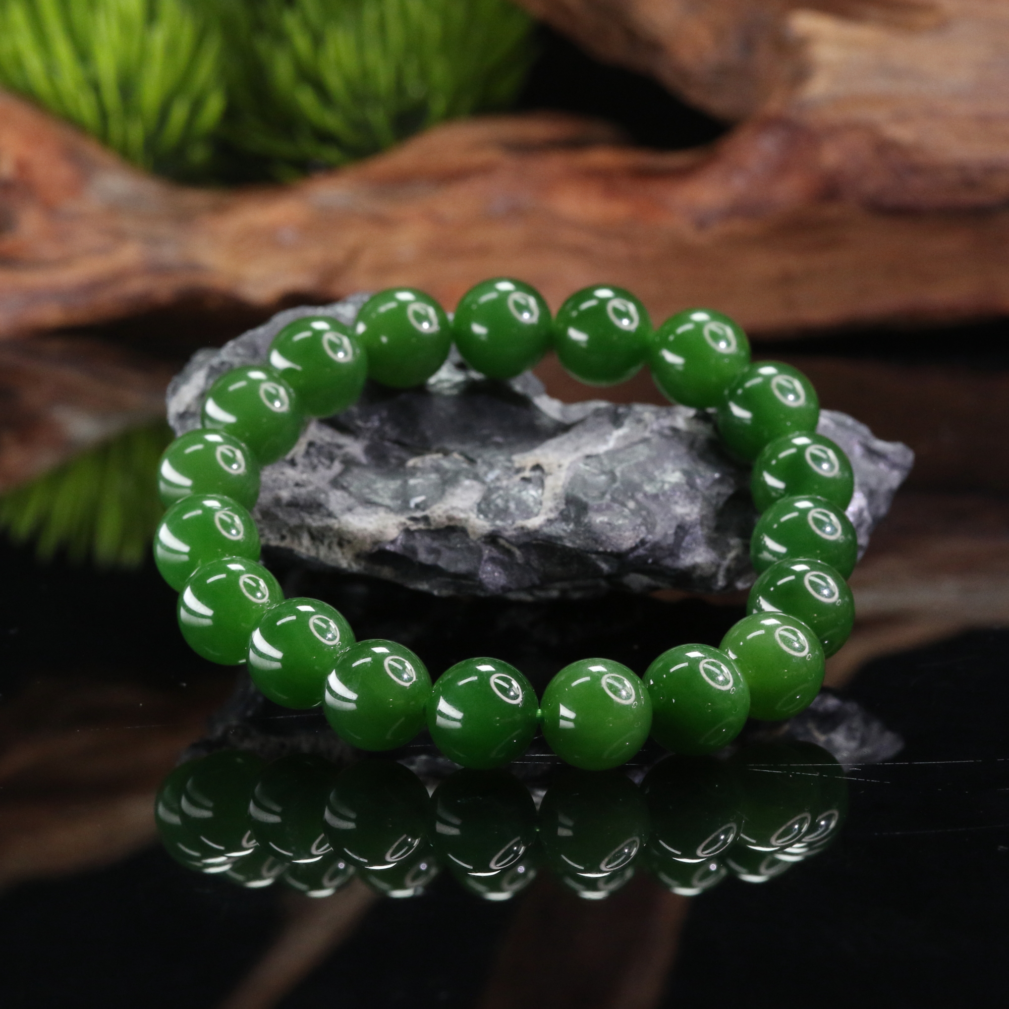 41和田玉碧玉手串/901595上海嘉禾拍卖