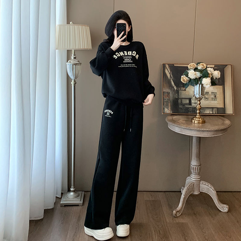 加绒加厚休闲运动套装女2025秋冬季纯棉时尚洋气显瘦宽松两件套潮