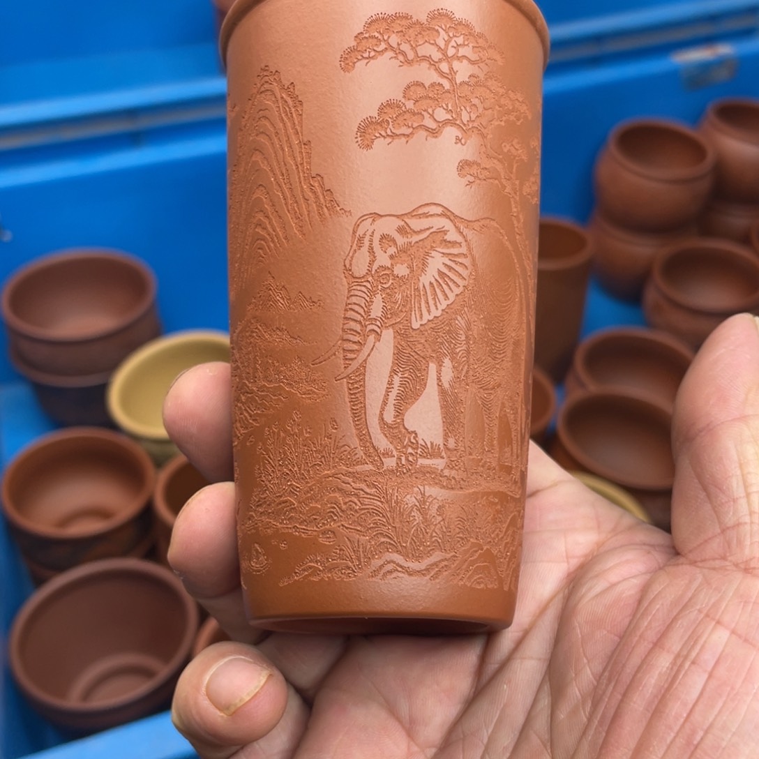 紫砂茶杯原矿赵庄朱泥主人杯放漏
