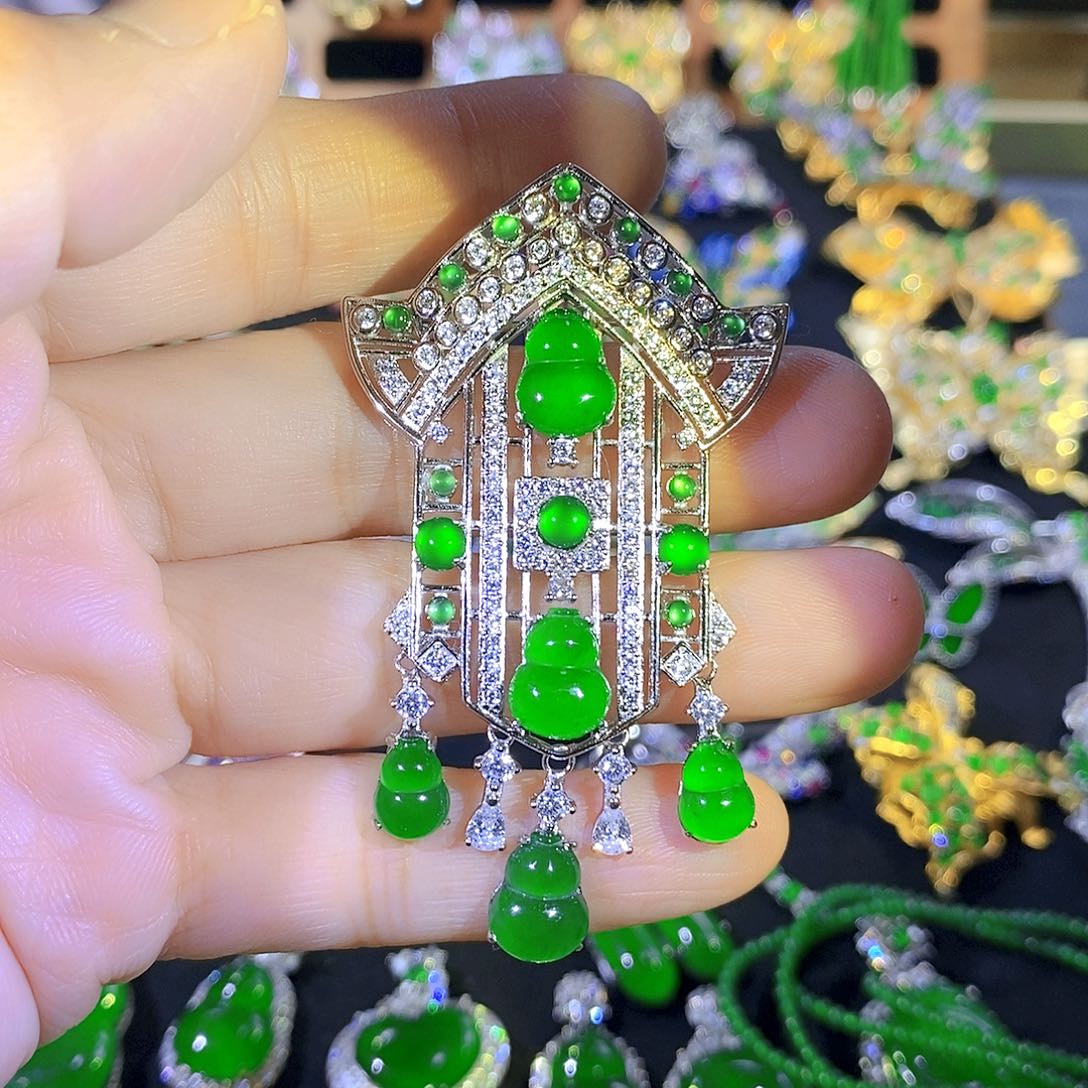 吊坠(不含链)银S925镶嵌翡翠