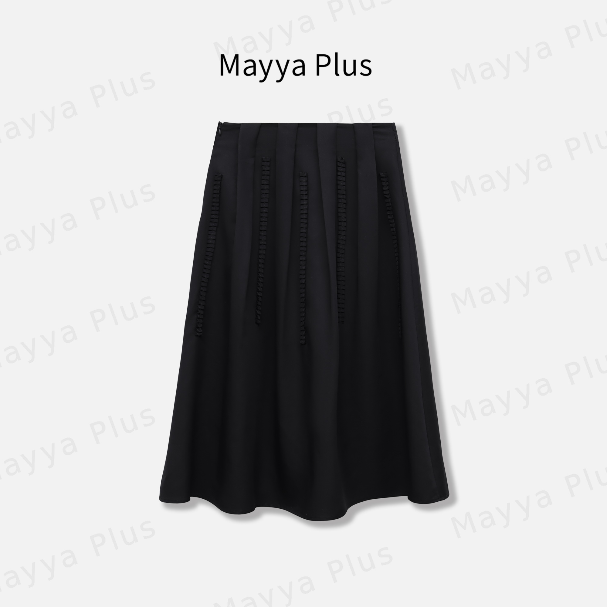 【伦敦秀场】Mayya Plus麦芽定制松紧腰黑色气质半身裙裙子32528176