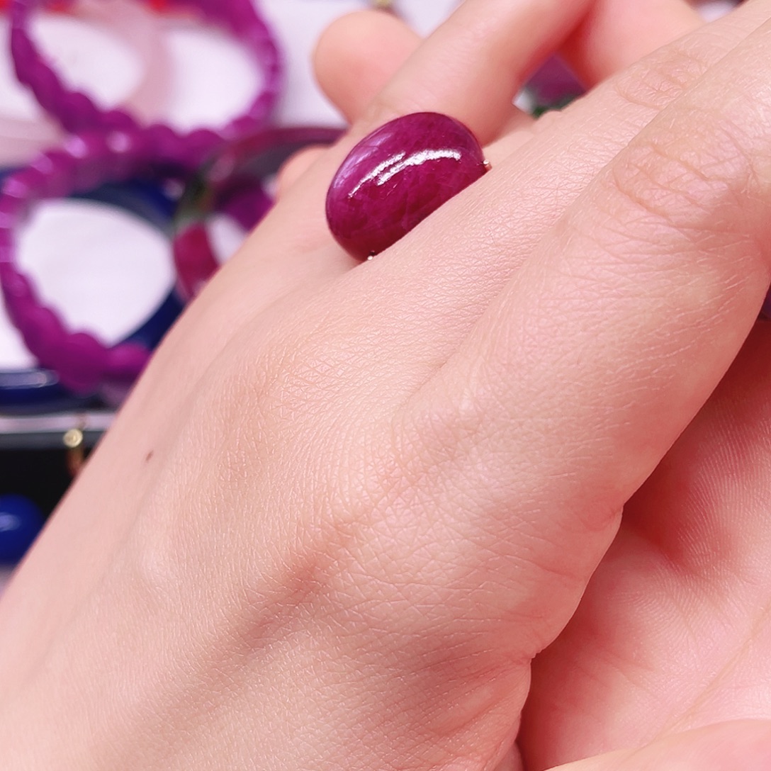 戒指银S925镶嵌红宝石