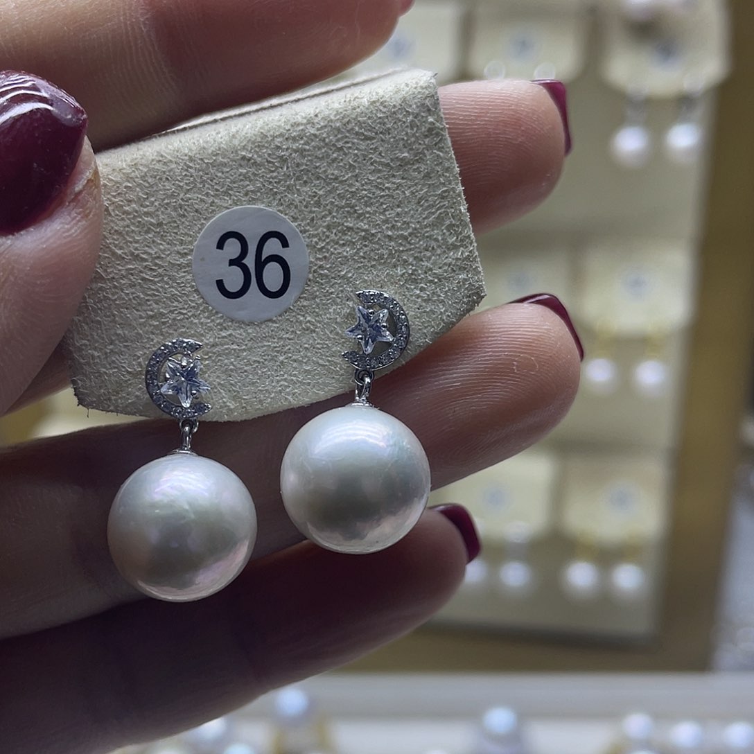 淡水珍珠耳饰银S925镶嵌
