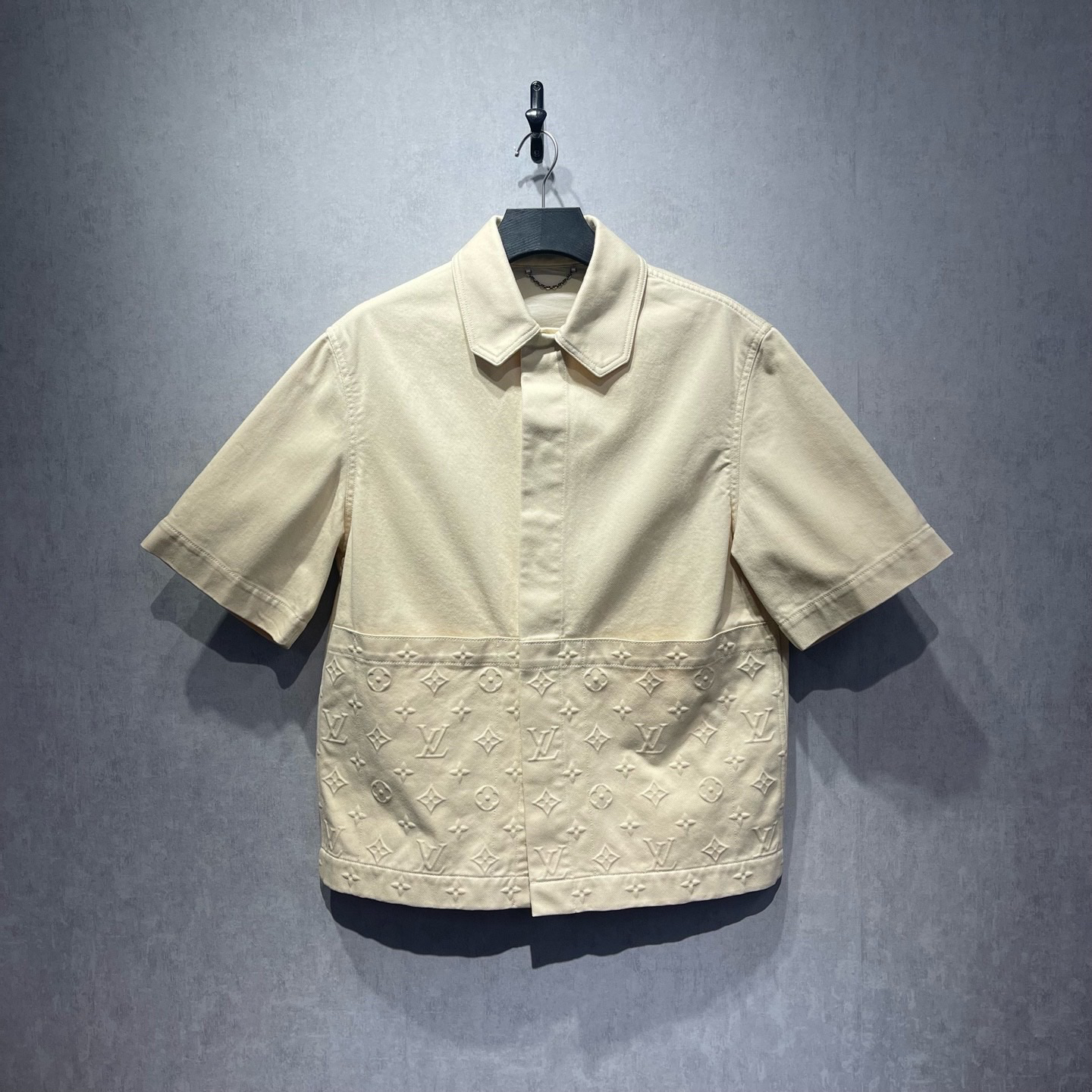 99新 LouisVuitton/路易威登 logo印花伐木牛仔短袖衬衫/S码/