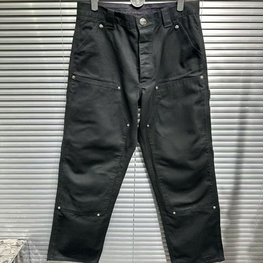 99新 Chrome Hearts/克罗心 铆钉款黑色伐木工装裤/32码