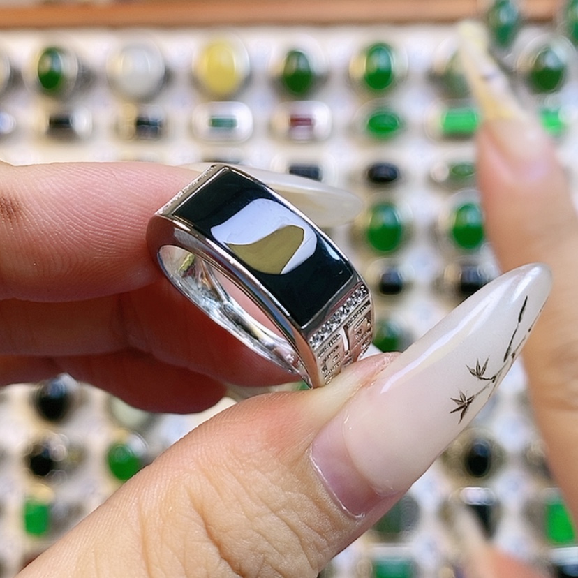 【闪购商品】和田玉戒指银S925镶嵌