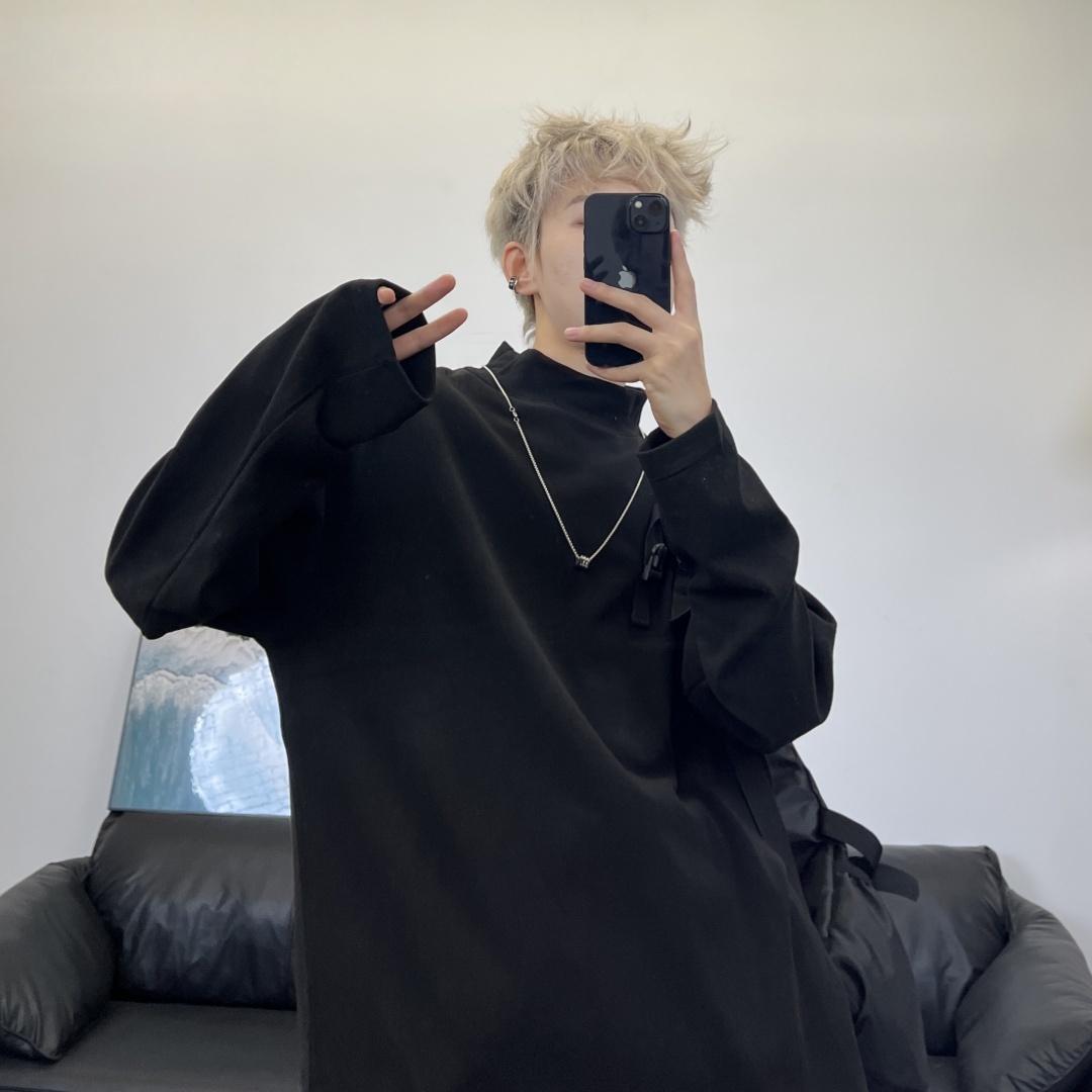 JAVE PASOK纯色长袖半高领打底衫300g重磅德绒打底卫衣男女内搭