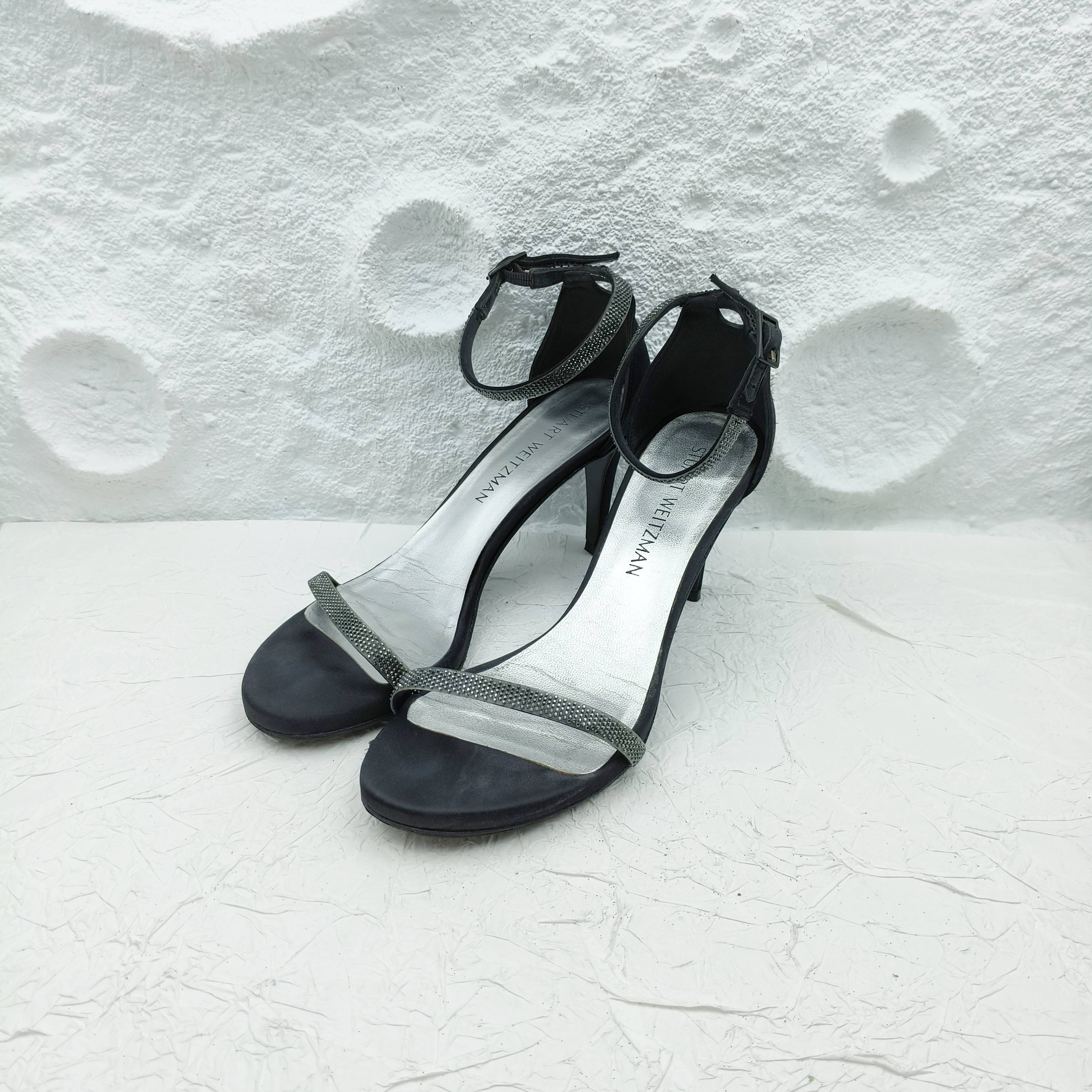 99新 StuartWeitzman sw/黑色钻饰系带/码数未知/A2663