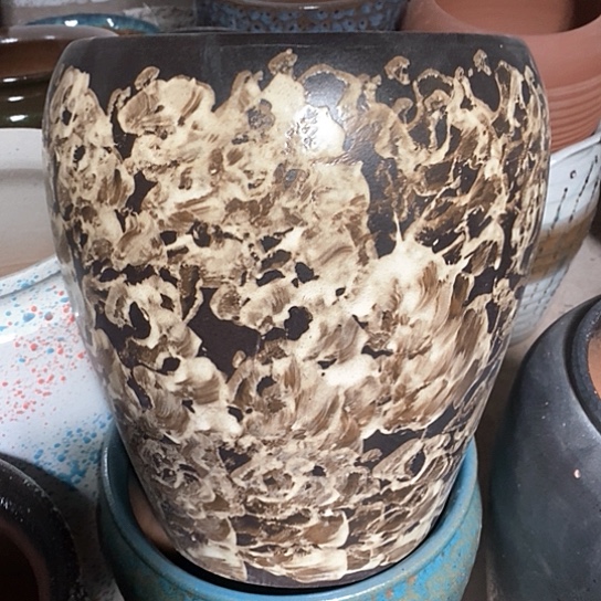 紫砂花盆口25高度30黑色姹