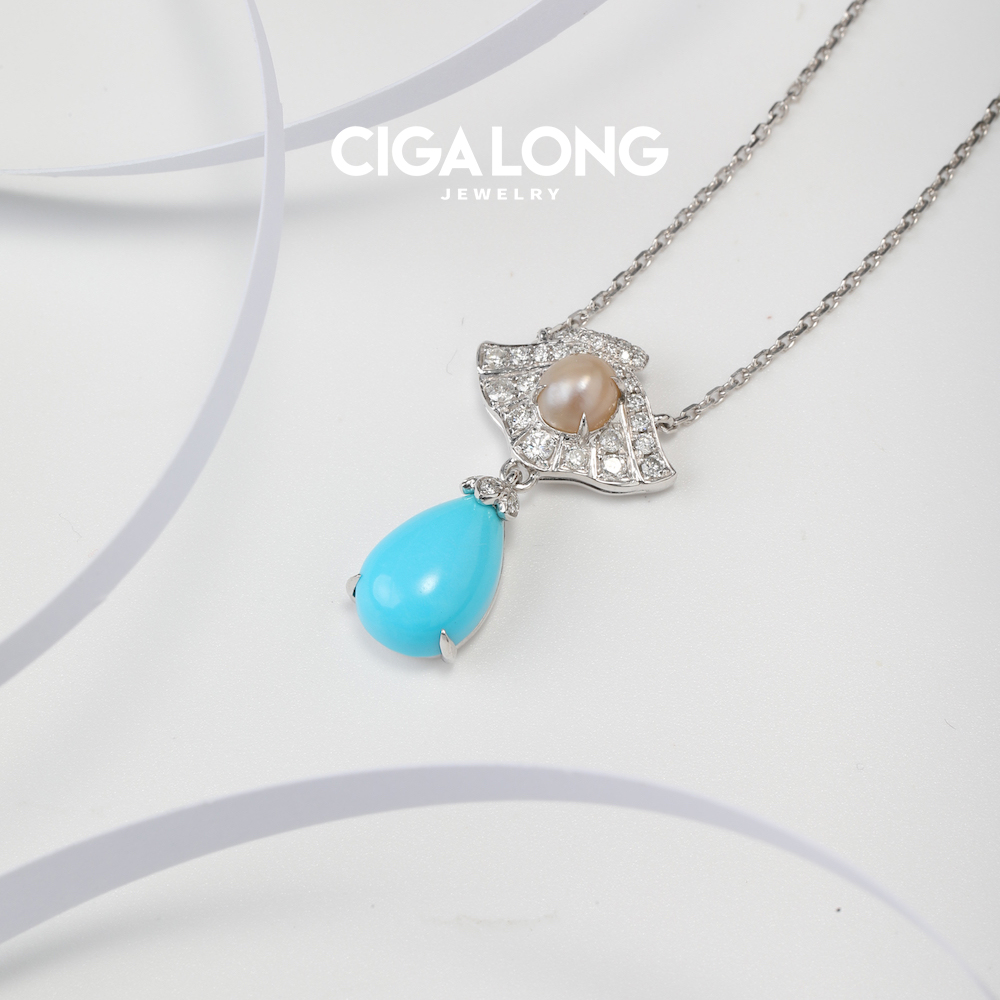 CIGALONG PT950野生珍珠吊坠3467