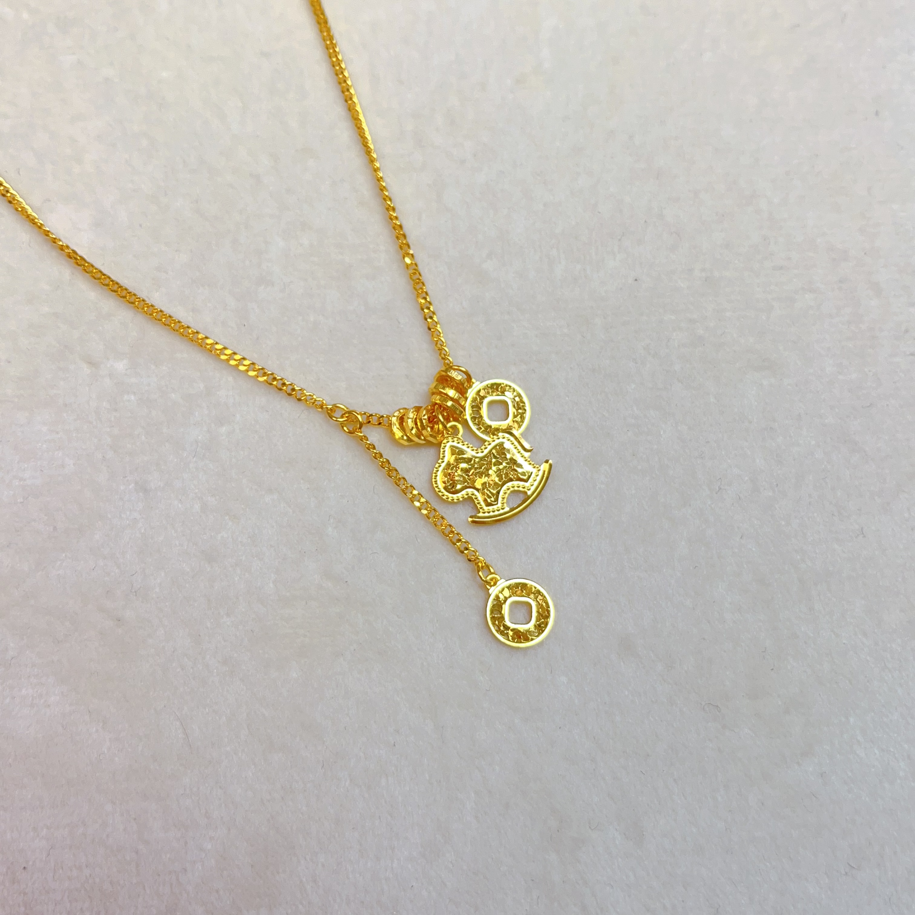 足金999.9碎碎冰马上有钱时尚5G套链