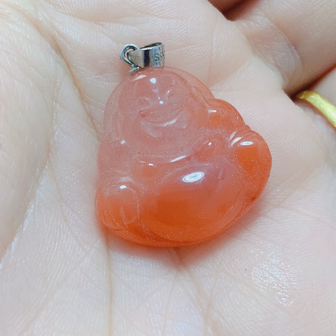 南红玛瑙银S925镶嵌吊坠(不含链)